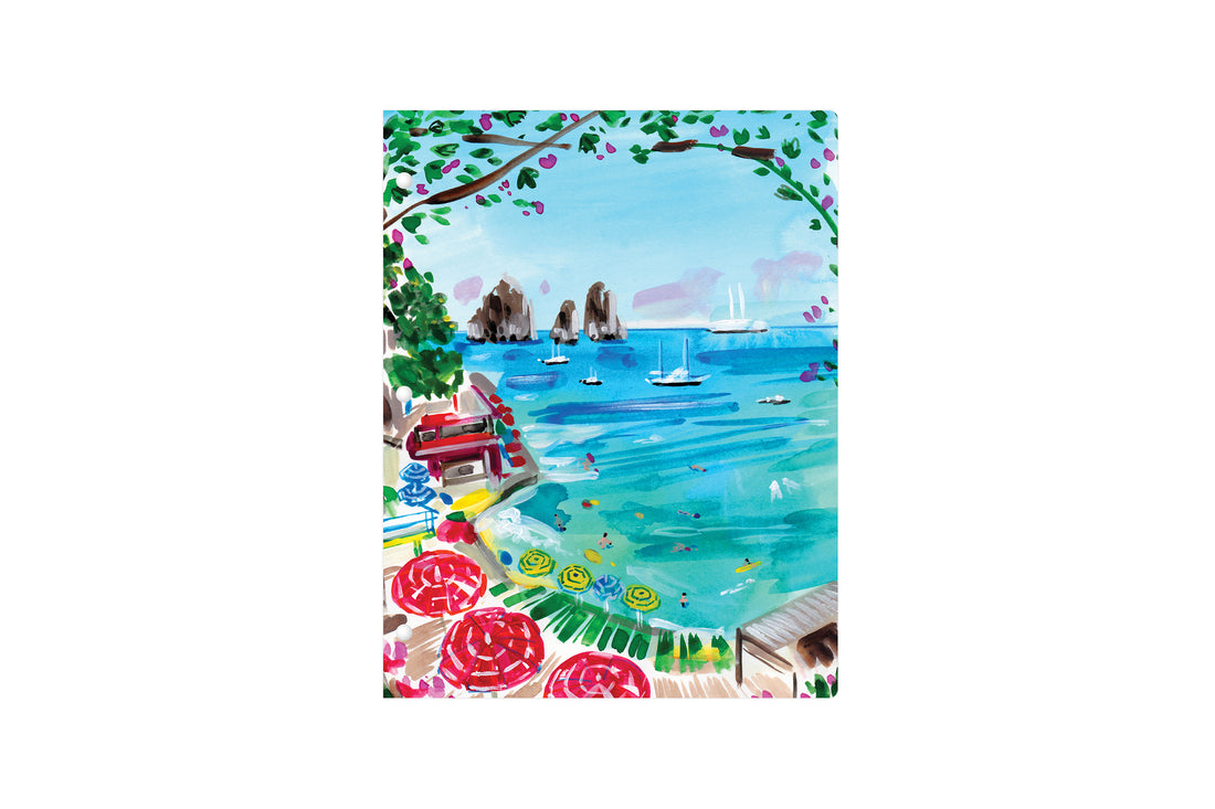 Take me to capri Italy featuring a beautiful painted beach view in 8.5x11 planner size for 2023-2024