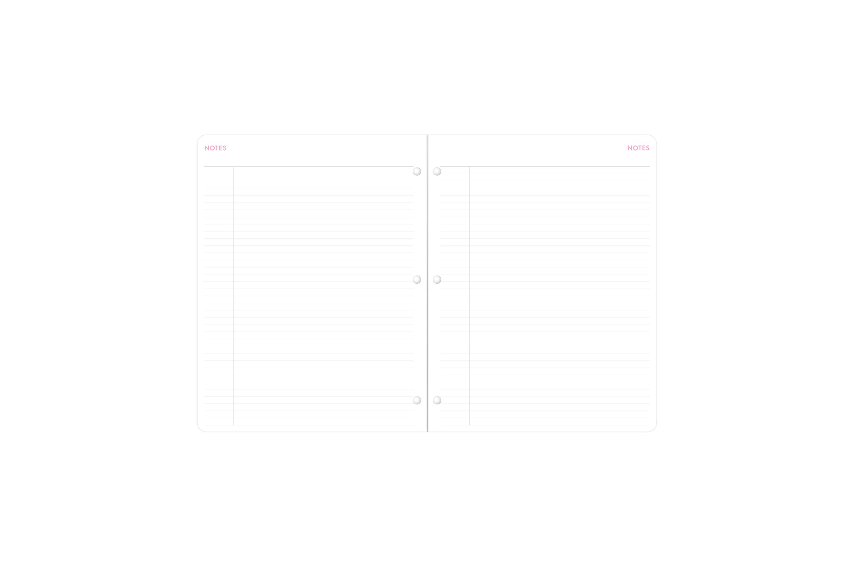 Lined notes pages on the 2023-2024 weekly monthly planner for July to June