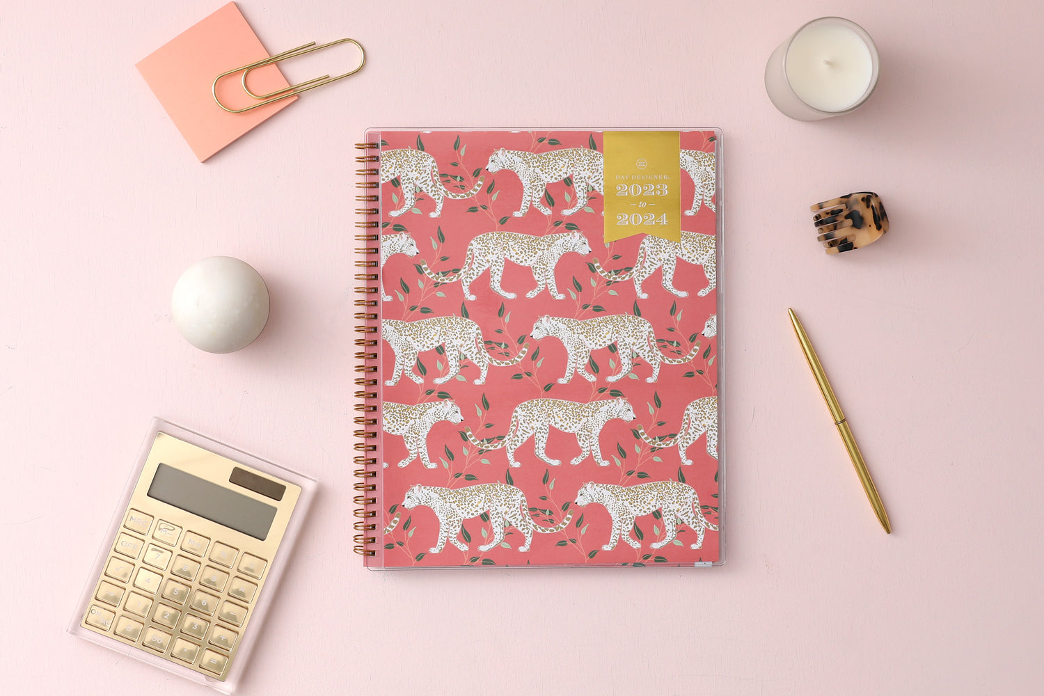 8.5x11 jungle cat cover with matte coral background dated 2023-2024